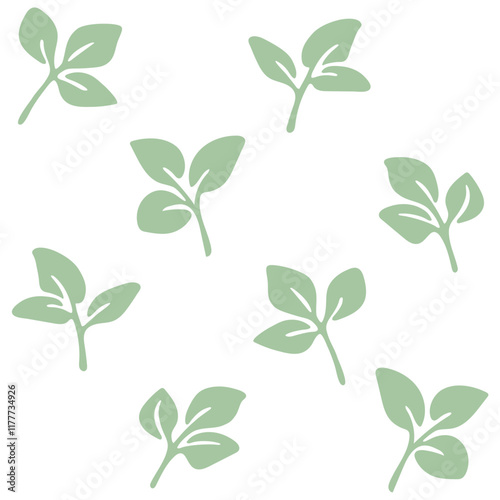 Hand drawn illustration of strawberry leaves. Boho element for your design. Abstract poster with minimalist leaves.