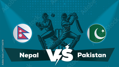 Nepal Vs Pakistan , Pakistan VS Nepal cricket match , Cricket match concept with creative illustration.eps