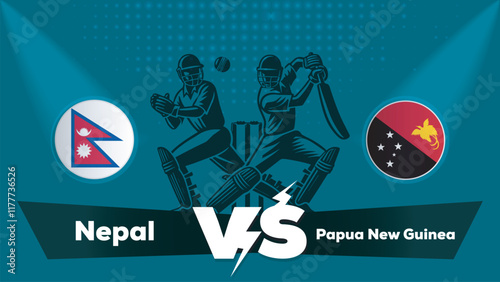 Nepal VS Papua New Guinea Match , Papua New Guinea Vs Nepal cricket match , Cricket match concept with creative illustration.eps