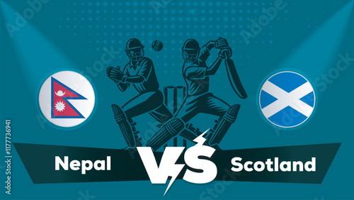 Nepal VS Scotland , Scotland Vs Nepal 
 cricket match , Cricket match concept with creative illustration.eps