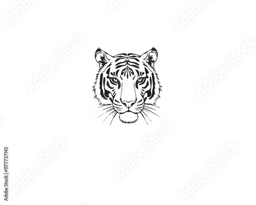 A black and white coloring page depicting a Tiger pattern with bold lines and a clean line art style against a white background, Vector illustration. photo