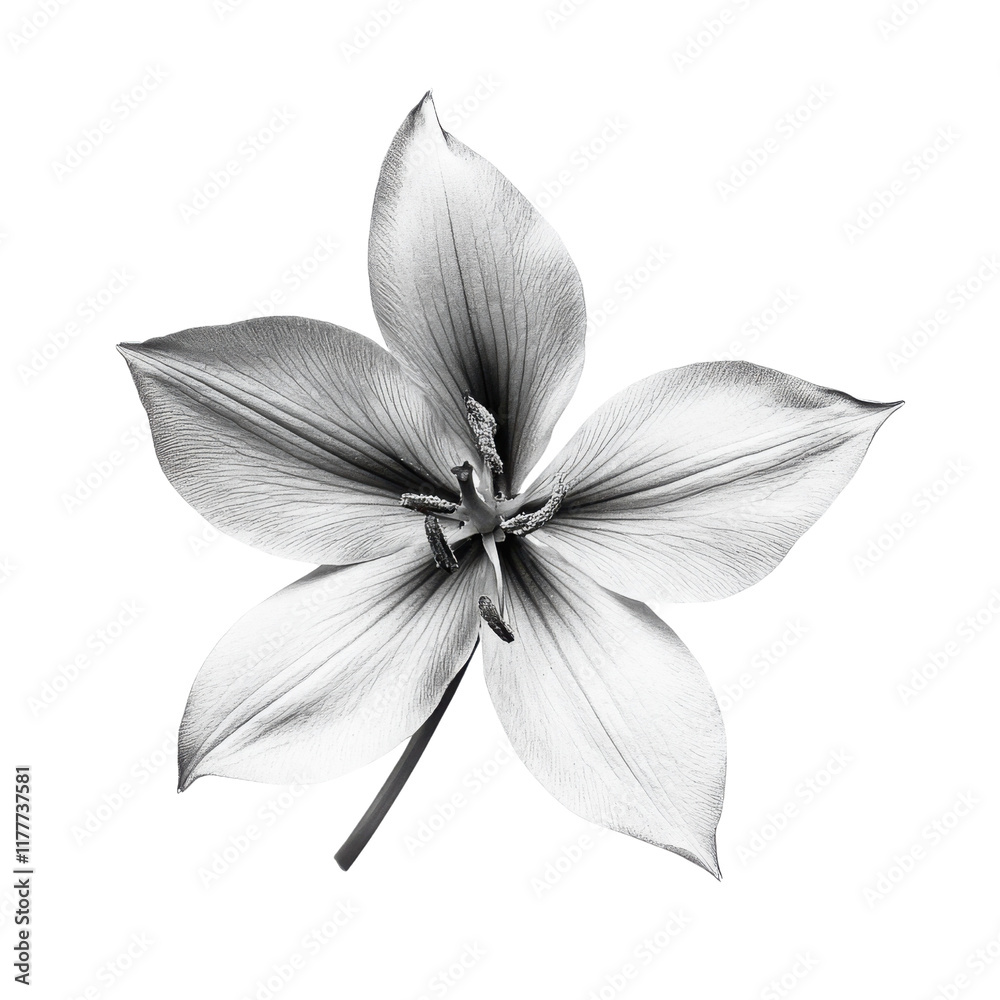 Obraz premium Shooting Star wild flower in black and white color on transparent background