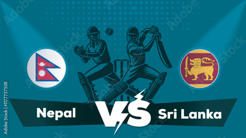 Nepal VS Sri Lanka , Sri Lanka Vs Nepal cricket match , Cricket match concept with creative illustration.eps