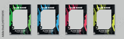 Trading card template design for sports, picture frame for player performance, photo frame or border collection for hockey, basketball and football player, sports flyer design, template eps 10.