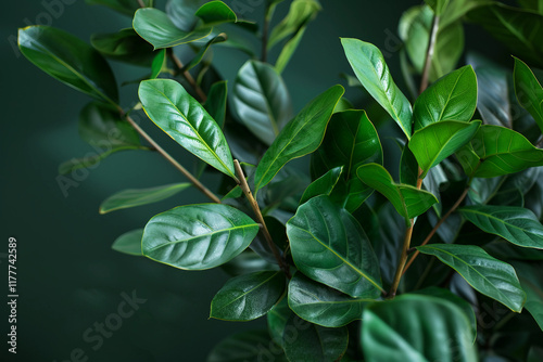 ZZ Plant Zamioculcas Zamiifolia Featuring Waxy Dark Green Leaves at the End of Every Title photo