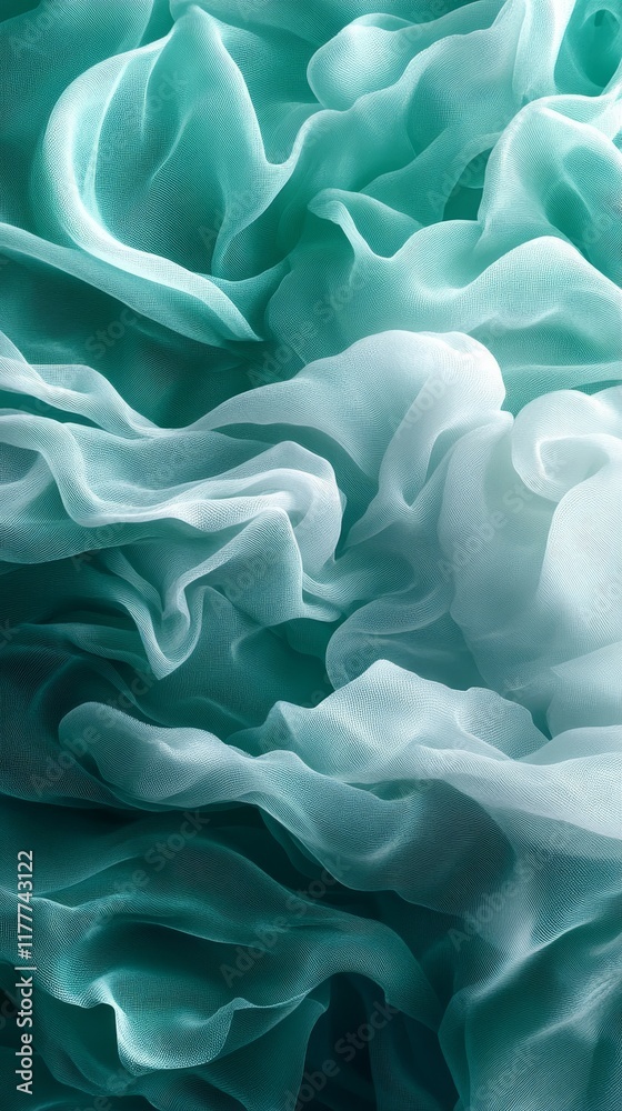 Obraz premium Dynamic teal white gradient background, soft edges texture, album design, seamless flow, Generative AI