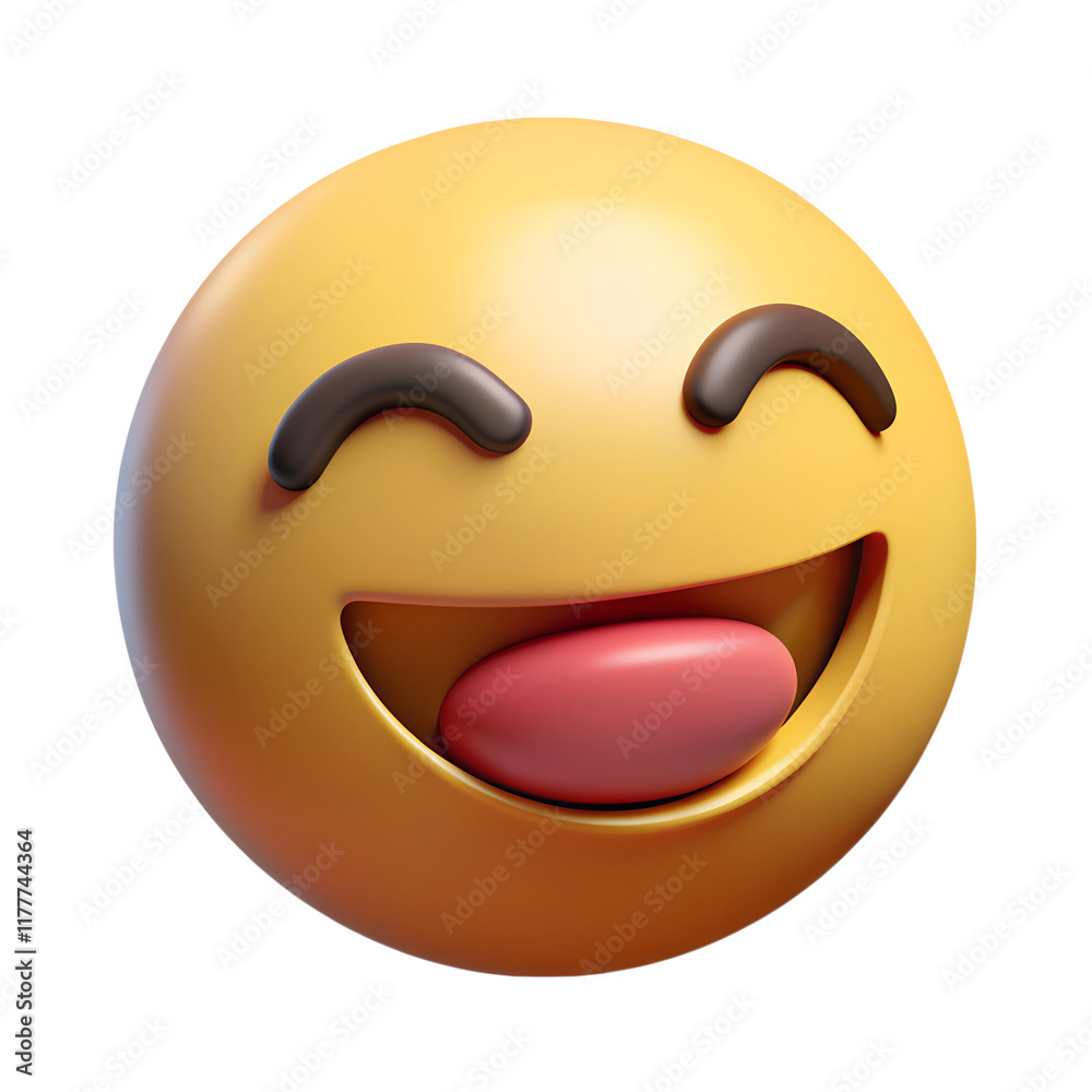 3D emoji in plastic style. Face expression of round yellow emoticon for social network and messenger reaction 3D emoji in plastic style. Face expression of round yellow emoticon for social network and messenger reaction