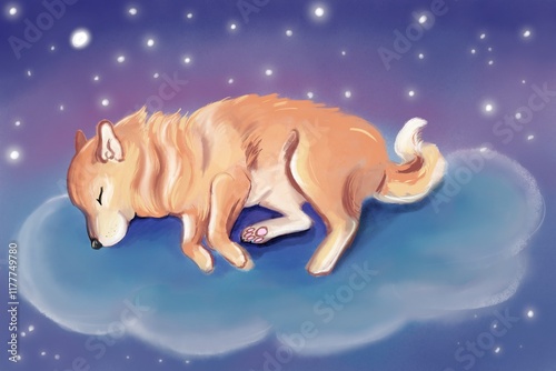 Sleep dog illustration #1177749780