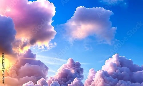 Pastel cloudscape sunset; aerial view