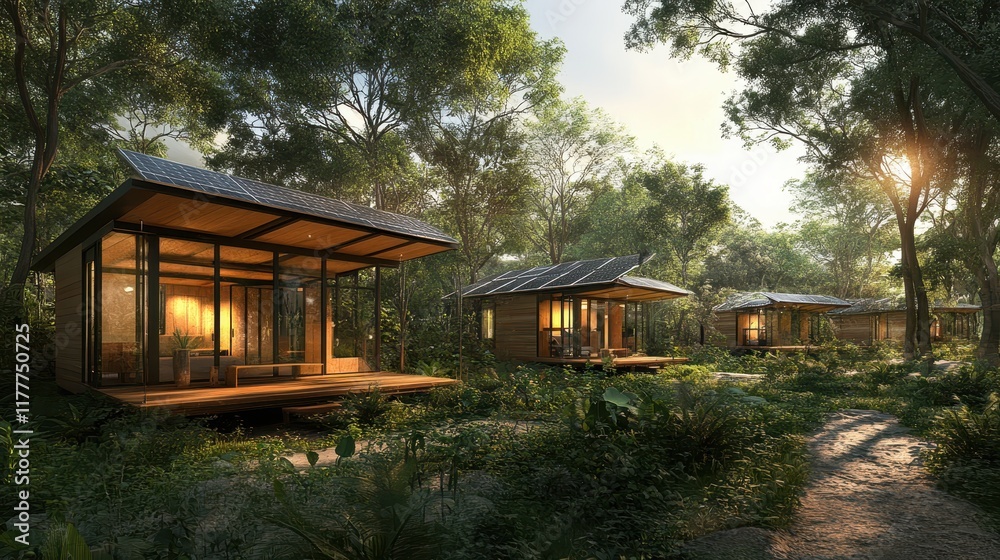 Modern Eco-friendly Cabins in Serene Forest Setting Modern Eco-friendly Cabins in Serene Forest Setting