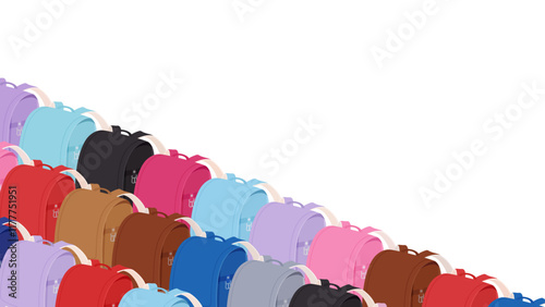 カラフルなランドセルの背景のイラスト素材