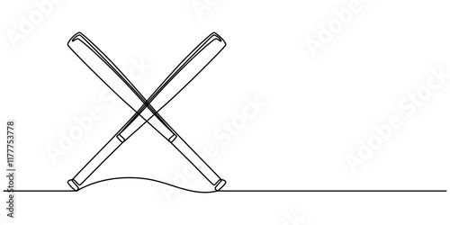continuous line baseball bat.single line vector baseball bat.icon of baseball bat drawn one line vector.isolated white background, Baseball bat one line art. Continuous line drawing of wooden, pitcher