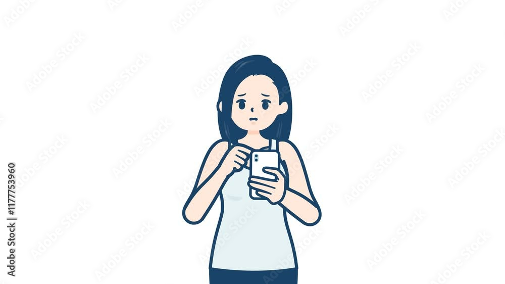 Tank top woman_smartphone trouble_with alpha channel Tank top woman_smartphone trouble_with alpha channel