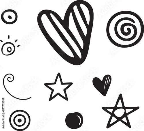  Silhouette vector of an irregularly drawn heart, showcasing a hand-drawn aesthetic, ideal for creative, romantic, or minimalist design projects..