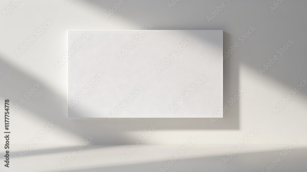 Fototapeta premium Plain white canvas banner mockup on a clean white background with soft lighting