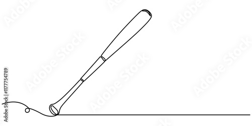 continuous line baseball bat.single line vector baseball bat.icon of baseball bat drawn one line vector.isolated white background, Baseball bat one line art. Continuous line drawing of wooden, pitcher