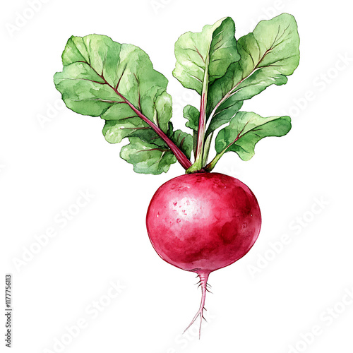 A watercolor painting of a red radish isolated on transparent background
