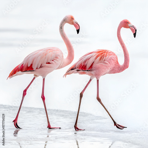 pink flamingos on a white background