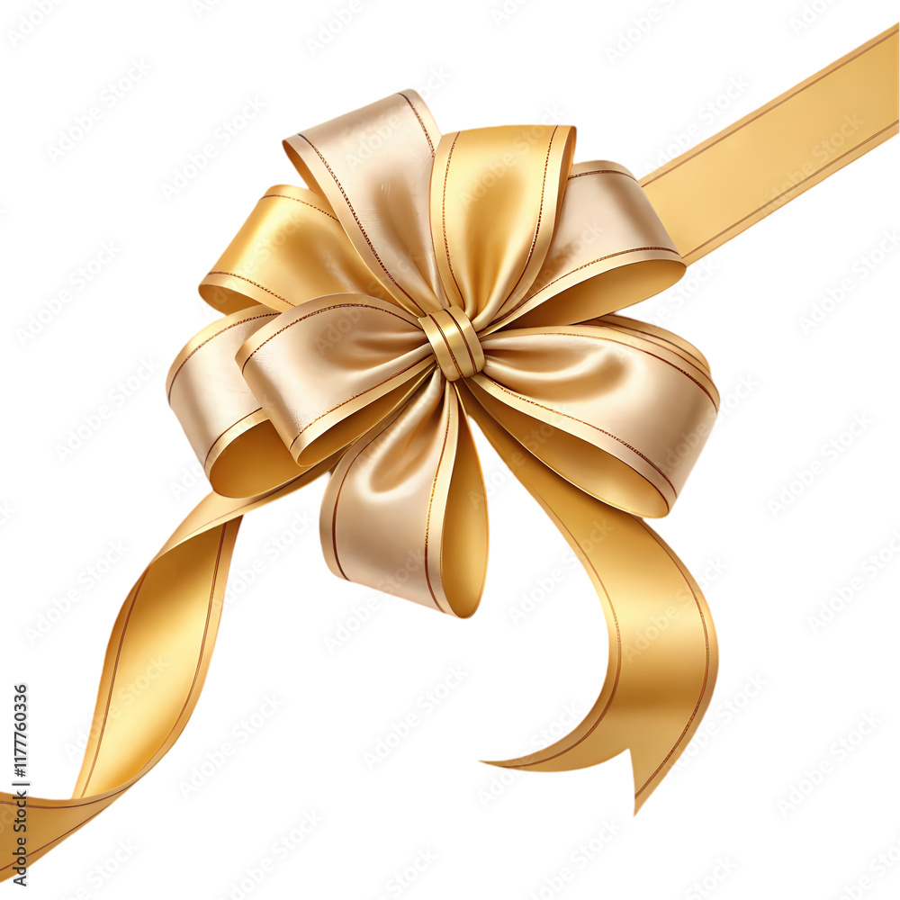 Close-up of a beautiful gold-edged cream ribbon bow. Close-up of a beautiful gold-edged cream ribbon bow.