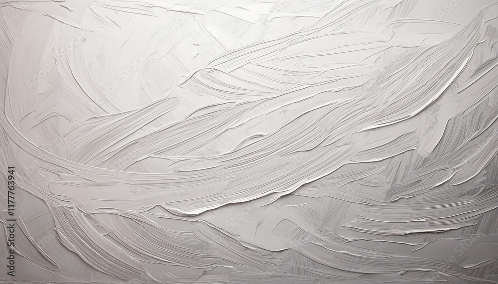 Obraz premium Thick white paint strokes create an abstract textured artwork.