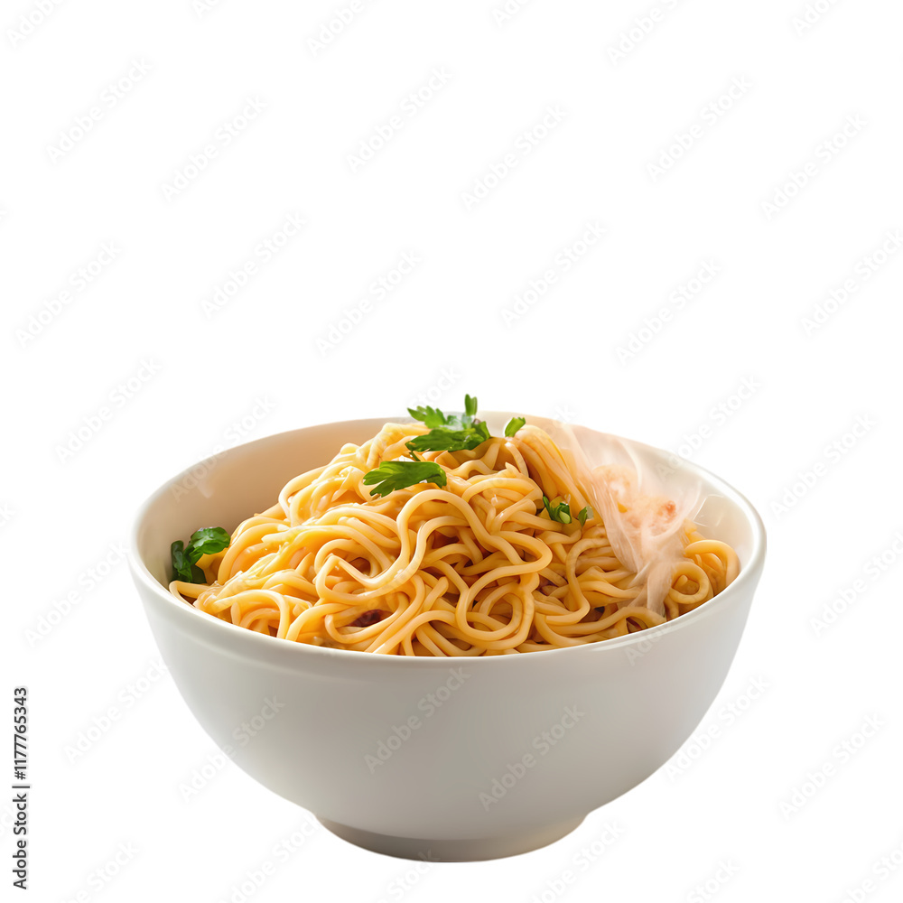 Delicious Instant Noodles in a White Bowl Delicious Instant Noodles in a White Bowl