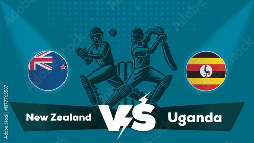 New Zealand Vs Uganda , Uganda VS New Zealand cricket match , Cricket match concept with creative illustration.eps