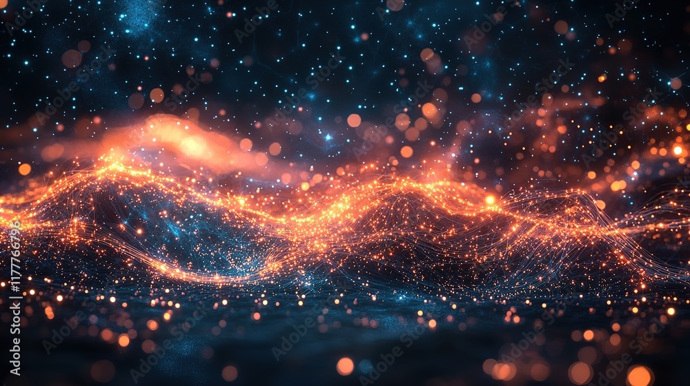 Fototapeta premium An abstract technology background featuring a vibrant array of colored optical fibers, creating a visually captivating image that symbolizes seamless transfer and communication of data, Hd image