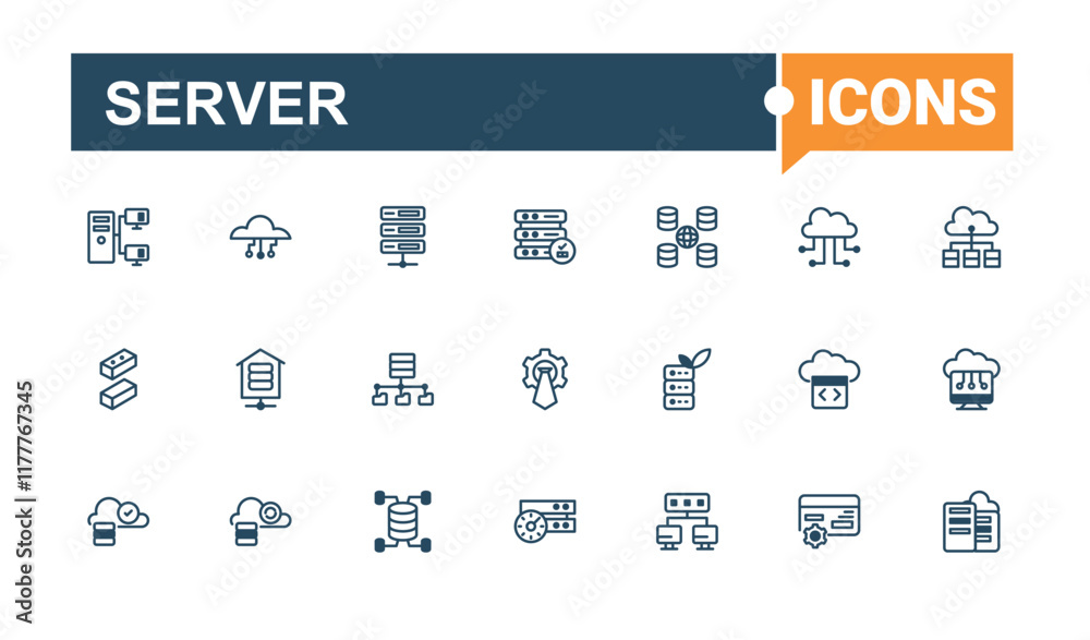 Server Year end icon set. Contains related to information, storage, lock, global, server, analytics, database, security. Minimalistic icons. Solid line editable stroke. Server Year end icon set. Contains related to information, storage, lock, global, server, analytics, database, security. Minimalistic icons. Solid line editable stroke.