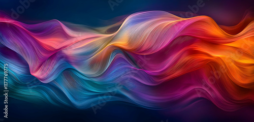 Bold and vibrant abstract wave pattern, isolated to convey dynamic energy and fluid movement in bright, contrasting hues.