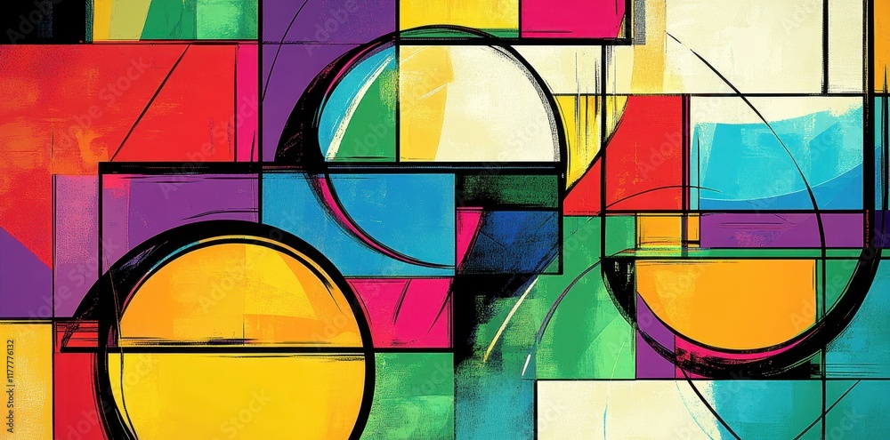 Fototapeta premium Abstract Geometric Colorful Canvas Painting Artwork