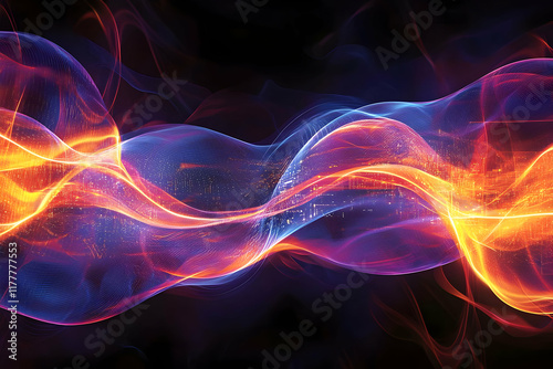 Digital communication banners with fluid light pulses and lines  symbolizing the connection of modern technology and virtual spaces.