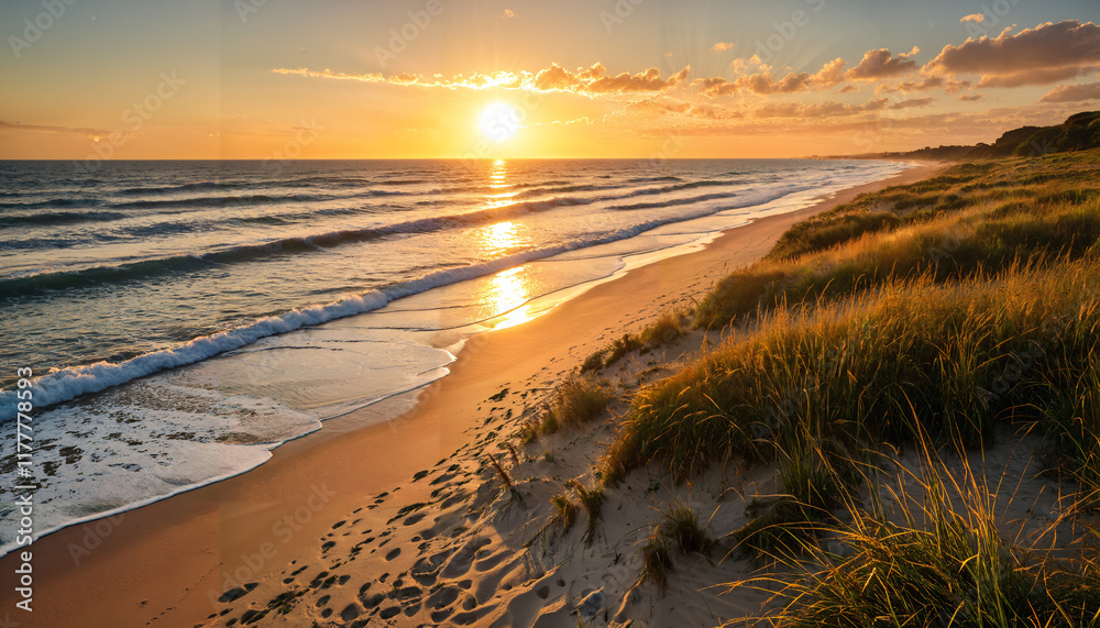 Coucher de soleil sur une plage sauvage Coucher de soleil sur une plage sauvage
