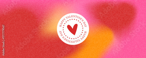 Happy Valentines Day. Abstract background with gradient mesh and grainy texture. Poster with blurred hearts. Trendy modern design for February 14. Vector illustration