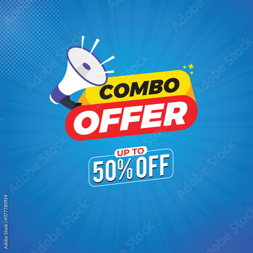 Combo Offer Social Media post with podium, Combo offer banner,
Special Offer and Promotional Post social media, Blue color template,