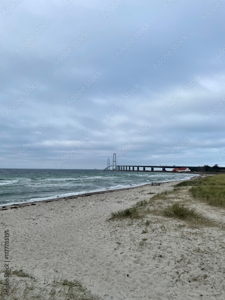 Malmo and Copenhagen bridge from the beach Malmo and Copenhagen bridge from the beach