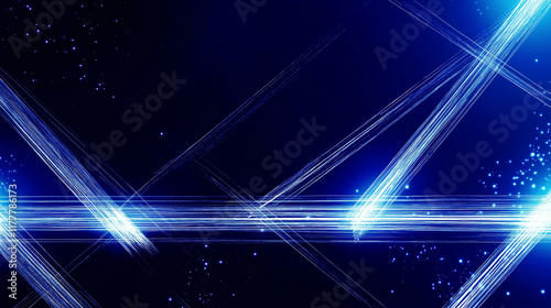 Abstract blue crossing lines and particles background design