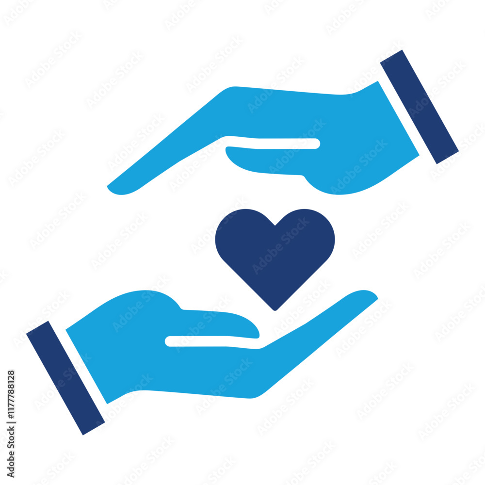 Humanity and donation icon. Icon for symbol of charity, philanthropy, help, giving, humanity. Blue two color design Humanity and donation icon. Icon for symbol of charity, philanthropy, help, giving, humanity. Blue two color design