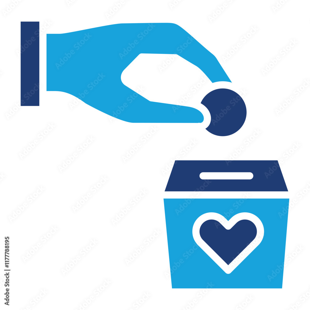 Humanity and donation icon. Icon for symbol of charity, philanthropy, help, giving, humanity. Blue two color design Humanity and donation icon. Icon for symbol of charity, philanthropy, help, giving, humanity. Blue two color design