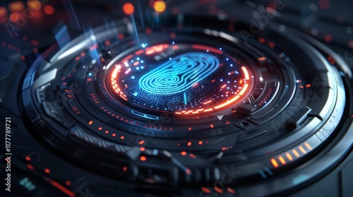 Wallpaper Mural Futuristic fingerprint scanner technology digital workspace concept art cyber environment close-up view Torontodigital.ca