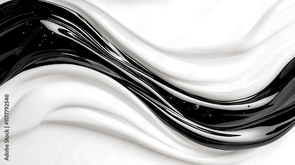 Obraz premium Abstract black and white liquid swirls, wave texture background.