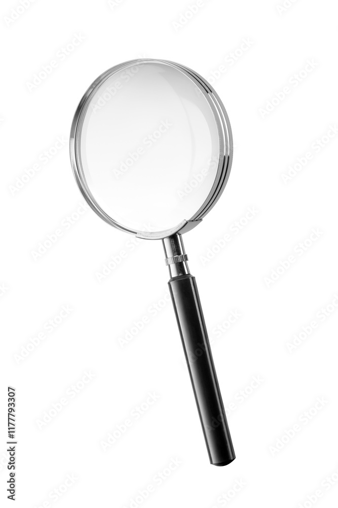Magnifying glass with black handle isolated. Transparent PNG image. Magnifying glass with black handle isolated. Transparent PNG image.