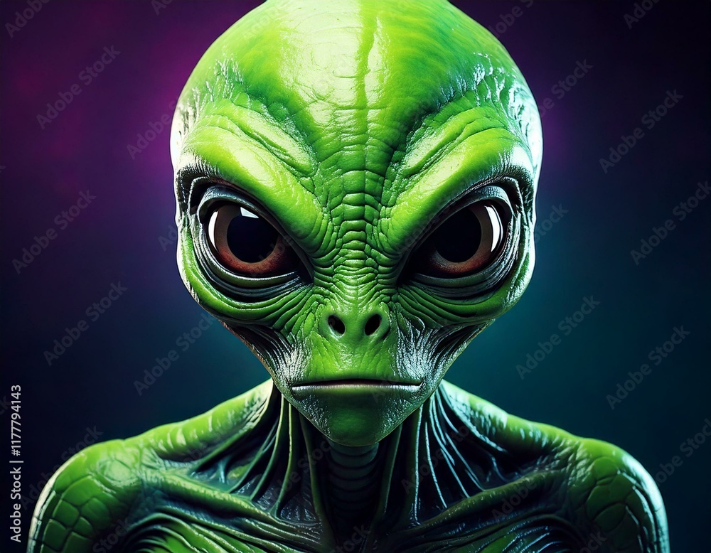 green alien headshot