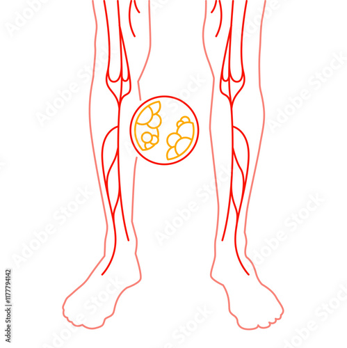 Vascular health. PAD early detection. Editable vector illustration.