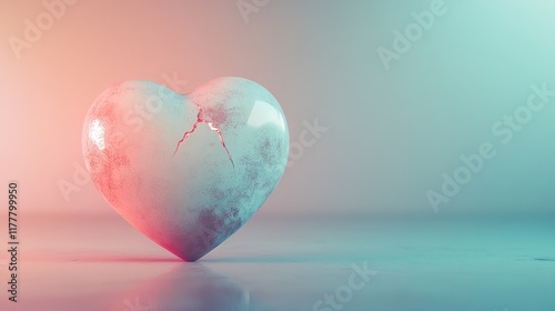 Broken heart showing a painful breakup or divorce representing sadness and depression