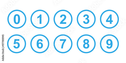 Numbers icon set of 0 to 9