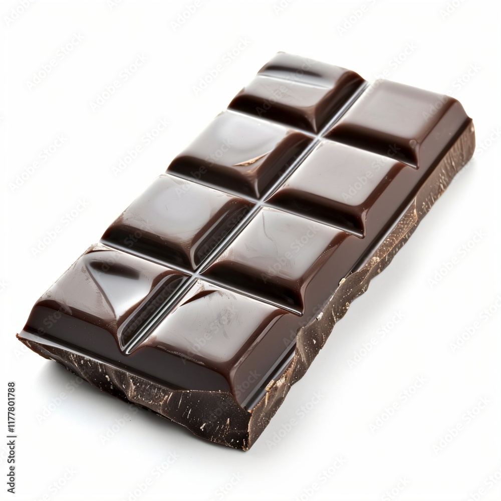 Fototapeta premium Dark Chocolate Bar on White Background with Copy Space