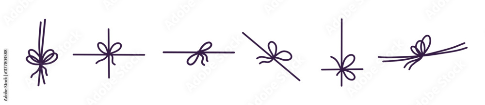 bow made of twine. Rope, simple cord. Decorative twine. Decoration design. Hand drawn bow knot vector illustration. For gifts and presents. bow made of twine. Rope, simple cord. Decorative twine. Decoration design. Hand drawn bow knot vector illustration. For gifts and presents.