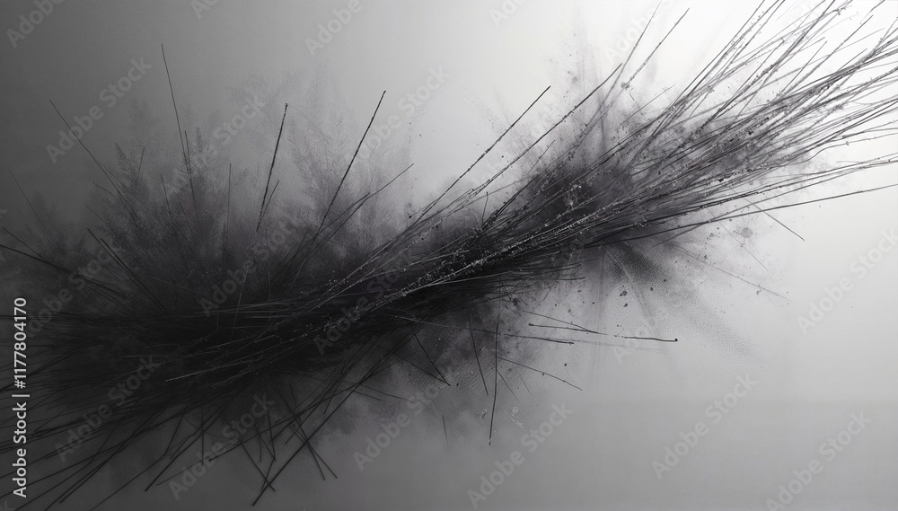 Fototapeta premium Abstract textured background with dynamic black lines and splashes for creative design use