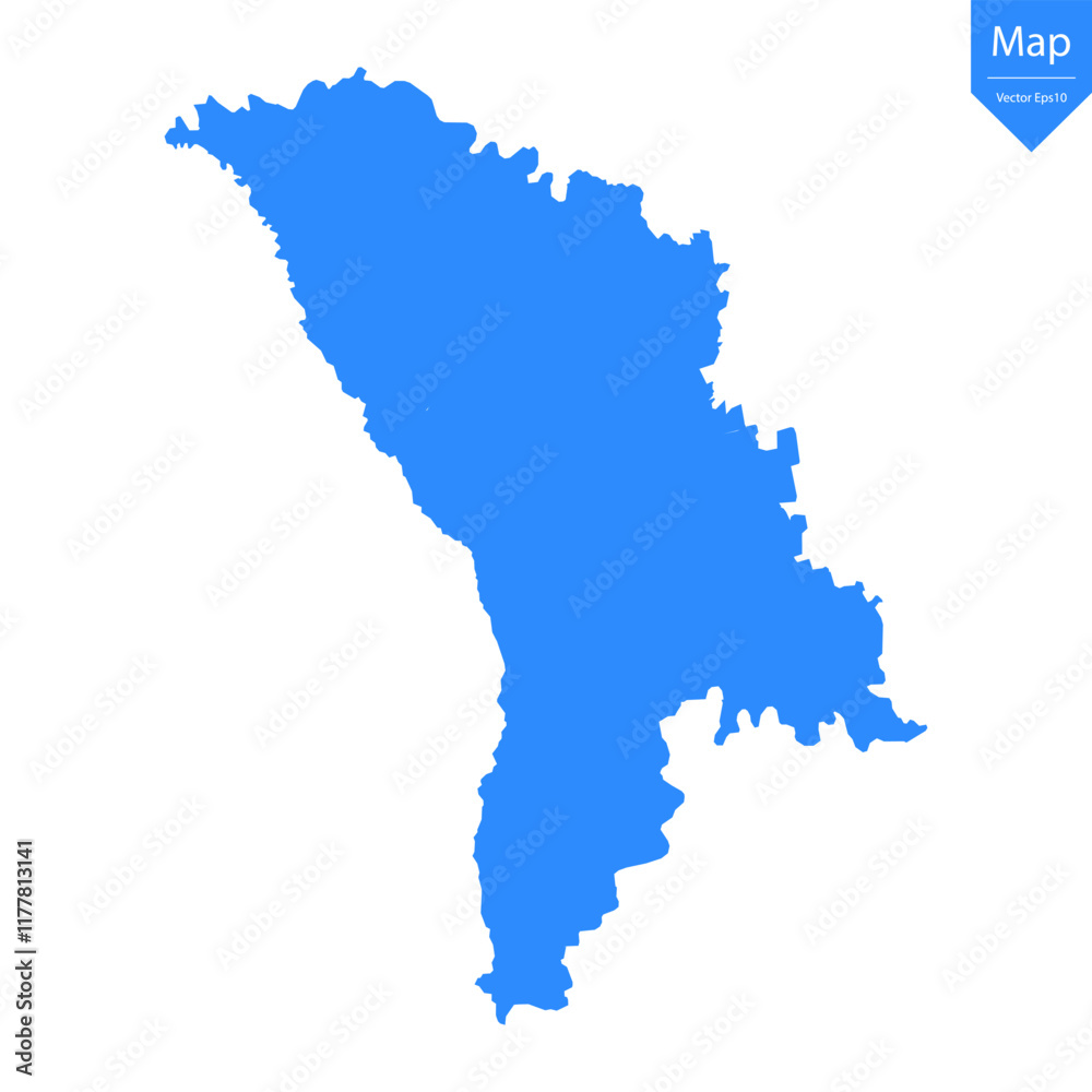 Blue map of Moldova isolated on white background. Vector illustration eps10.
Blue map of Moldova isolated on white background. Vector illustration eps10.