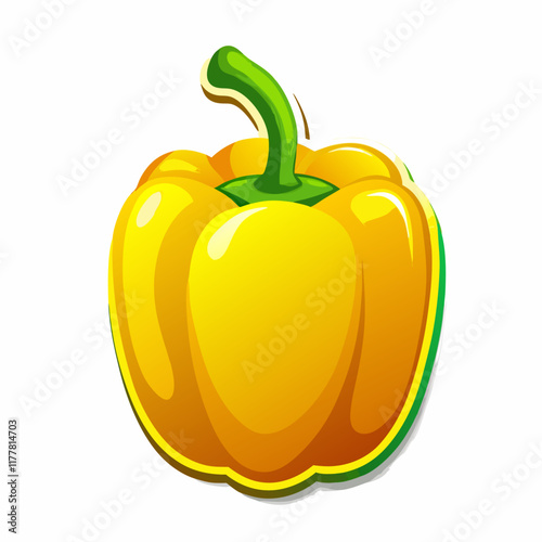 Yellow capsicum sticker  white vector illustration (1)